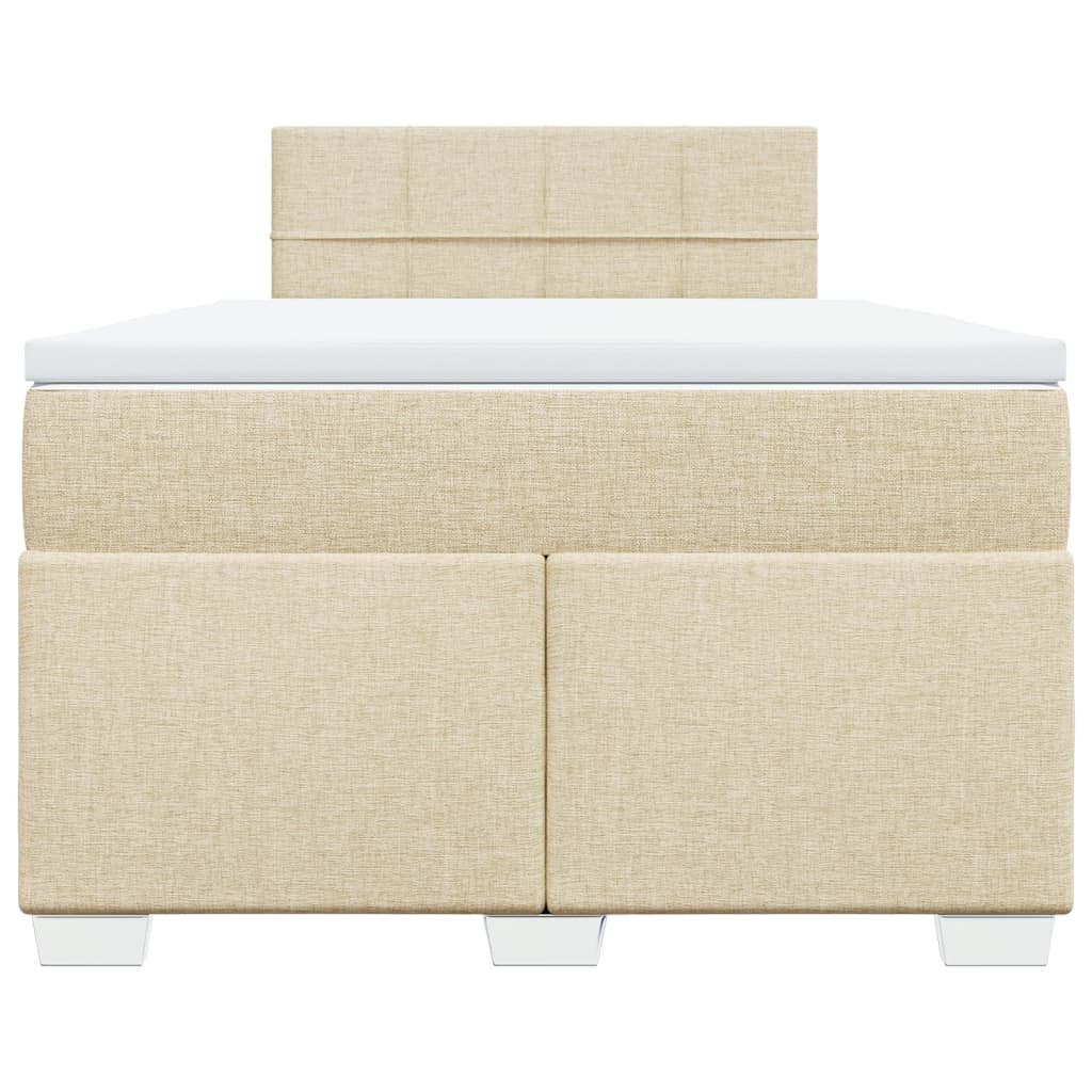 Box Spring Bed with Mattress Cream 120x200 cm Fabric