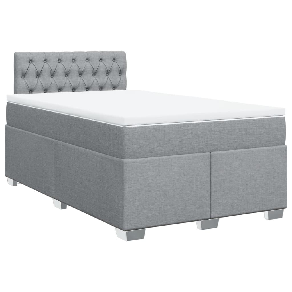 Box Spring Bed with Mattress Light Grey 120x200 cm Fabric