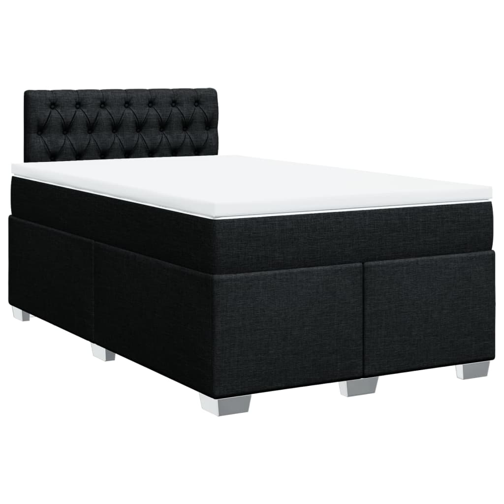 Box Spring Bed with Mattress Black 120x200 cm Fabric