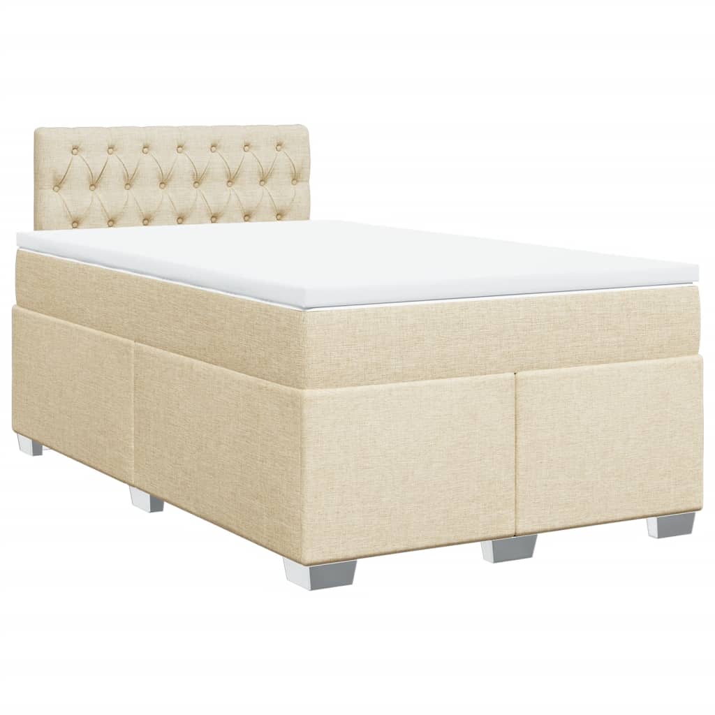 Box Spring Bed with Mattress Cream 120x200 cm Fabric