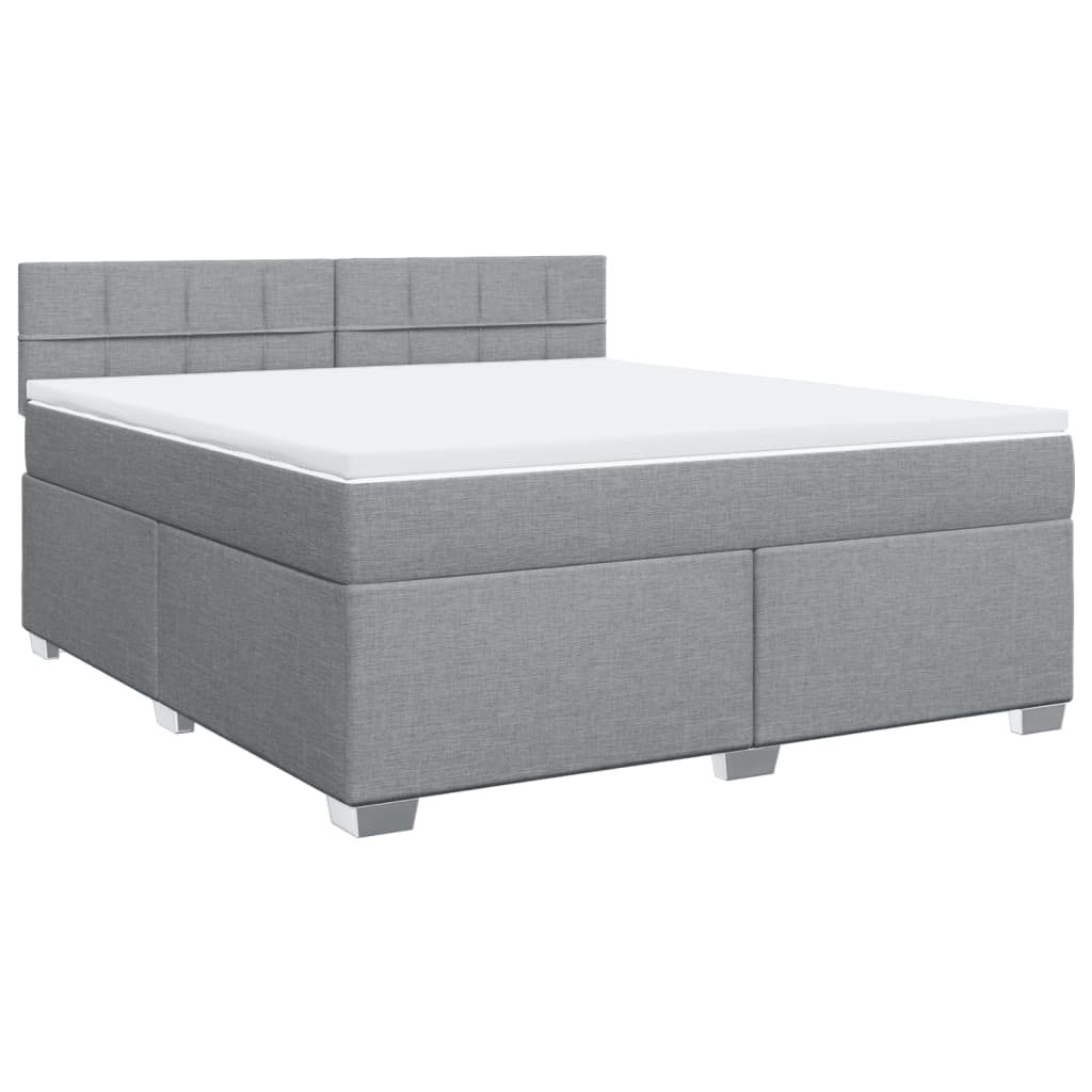 Box Spring Bed with Mattress Light Grey 180x200 cm Fabric