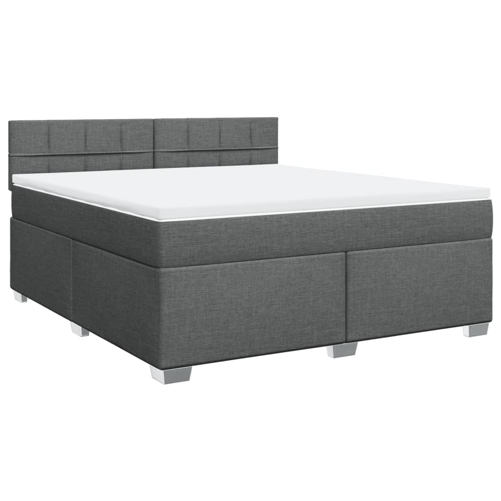 Box Spring Bed with Mattress Dark Grey 180x200 cm Fabric