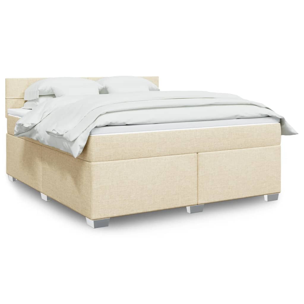Box Spring Bed with Mattress Cream 180x200 cm Fabric