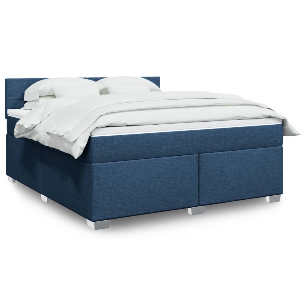 Box Spring Bed with Mattress Blue 180x200 cm Fabric