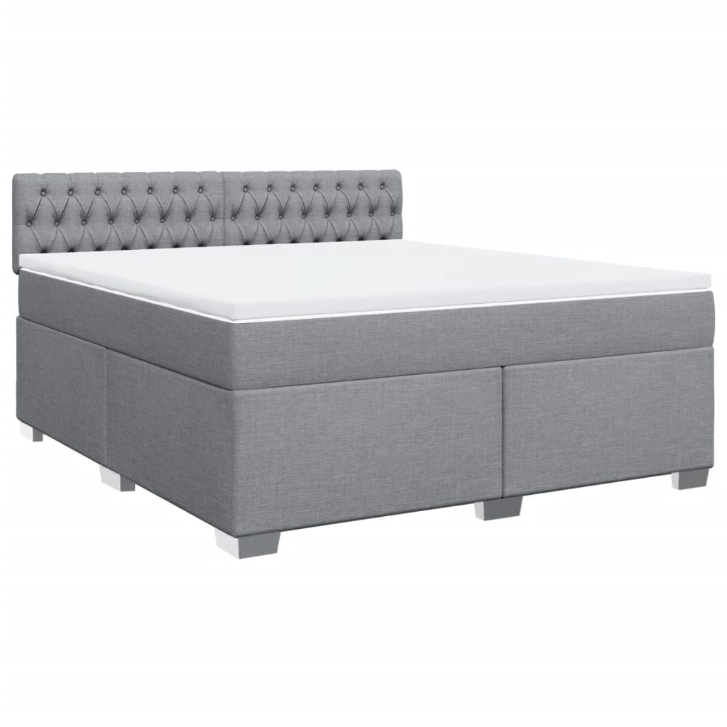 Box Spring Bed with Mattress Light Grey 180x200 cm Fabric