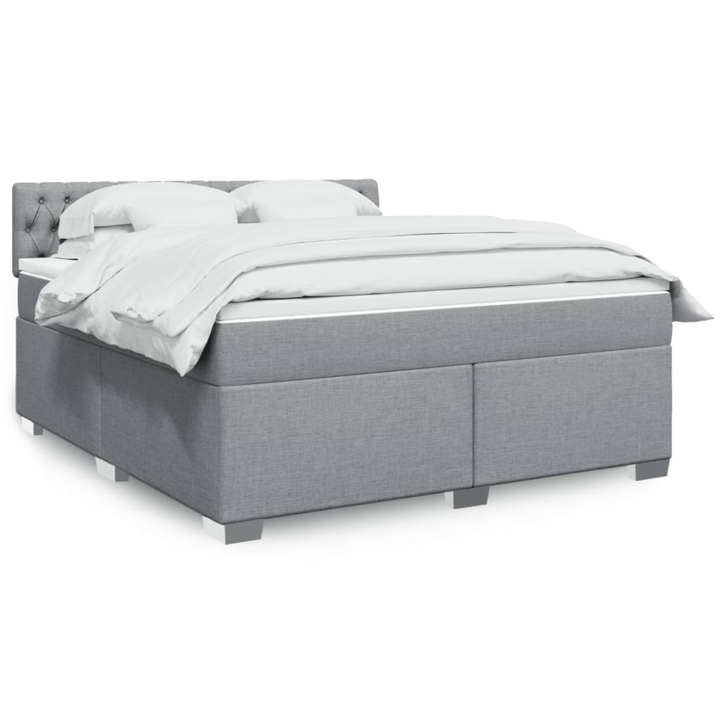 Box Spring Bed with Mattress Light Grey 180x200 cm Fabric