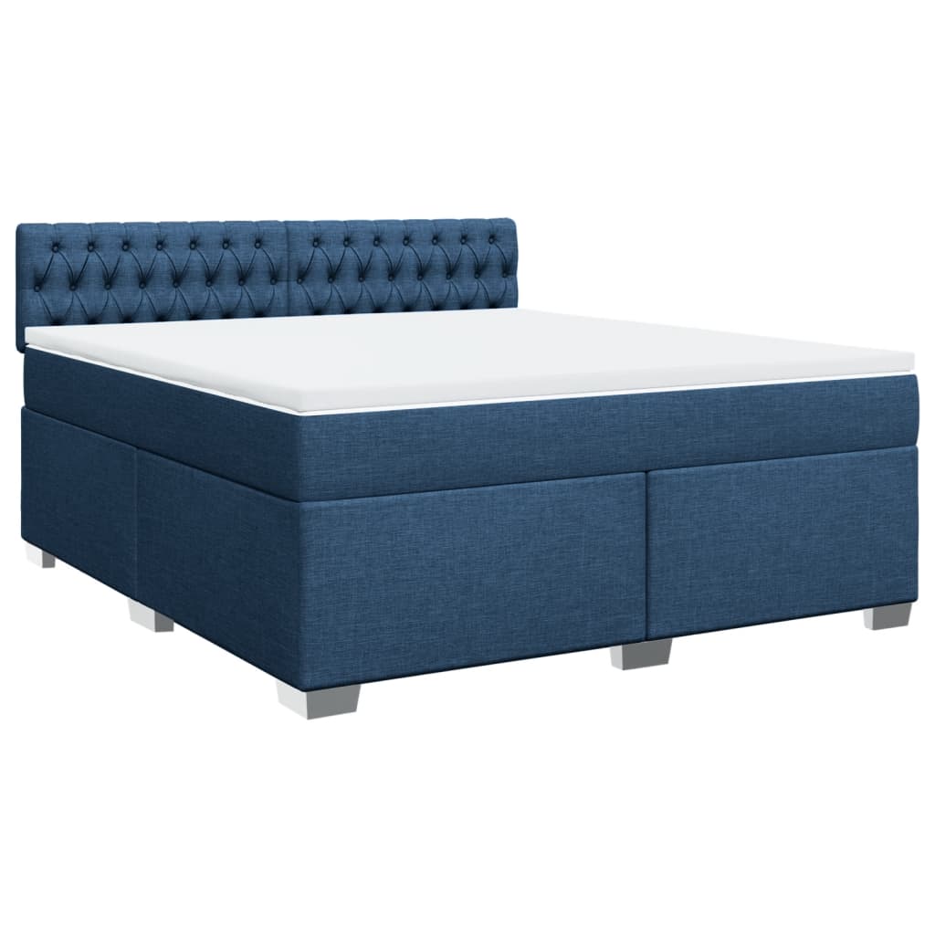 Box Spring Bed with Mattress Blue 180x200 cm Fabric