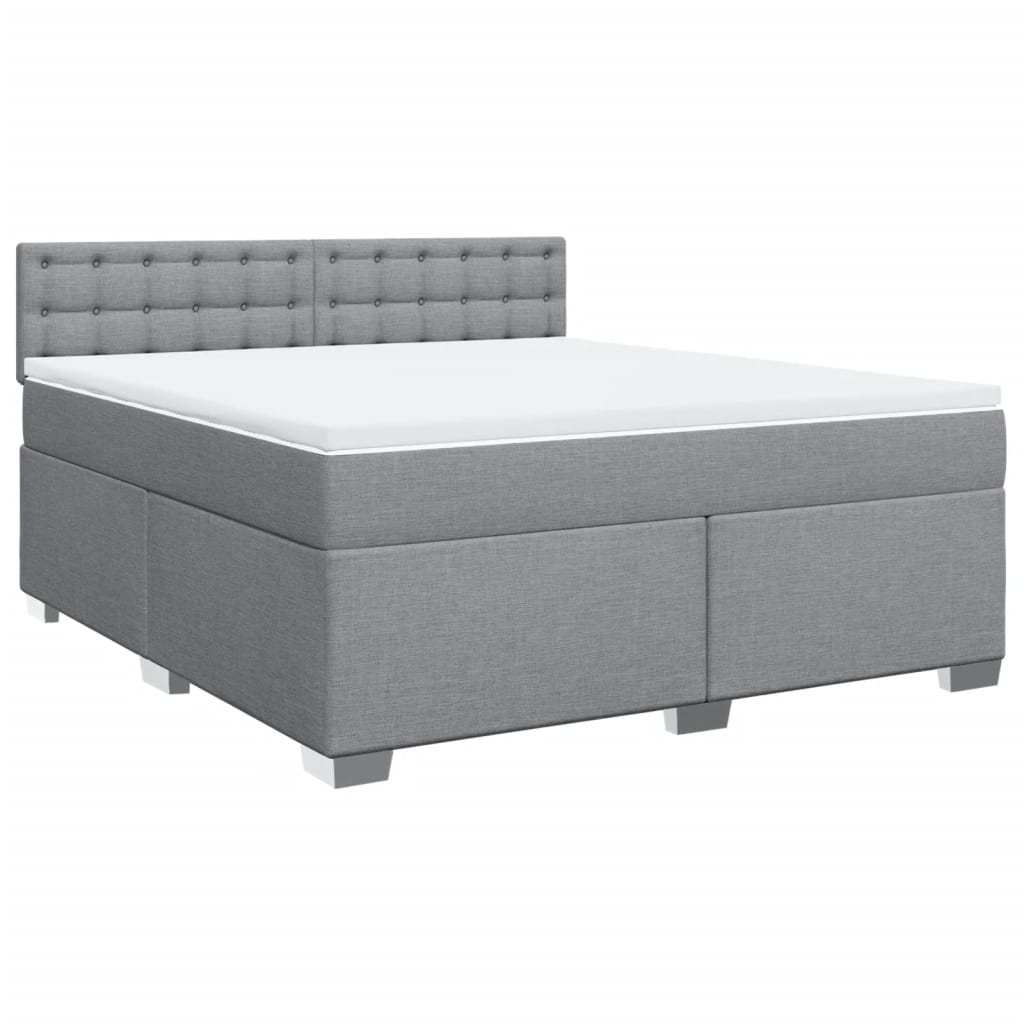 Box Spring Bed with Mattress Light Grey 180x200 cm Fabric