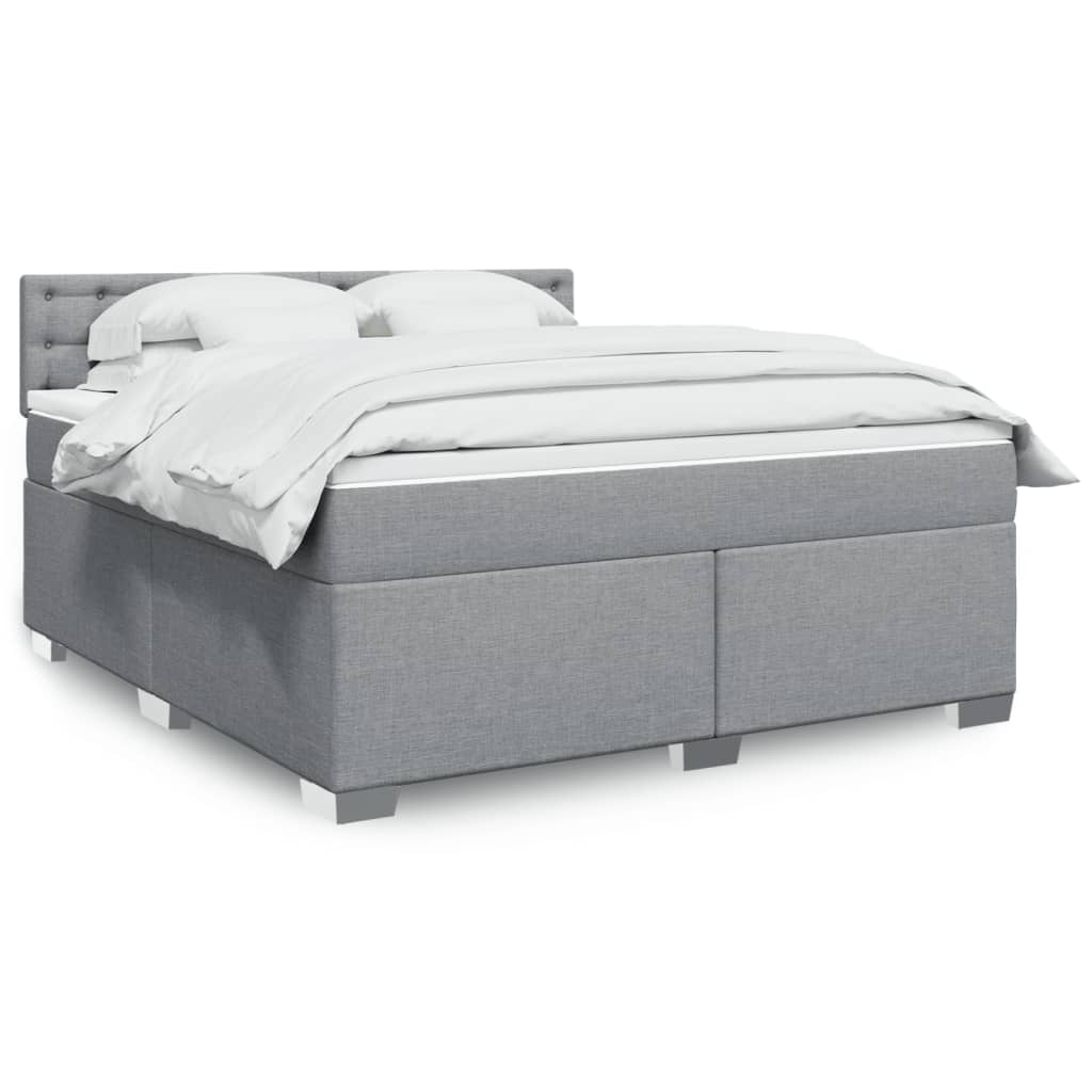 Box Spring Bed with Mattress Light Grey 180x200 cm Fabric