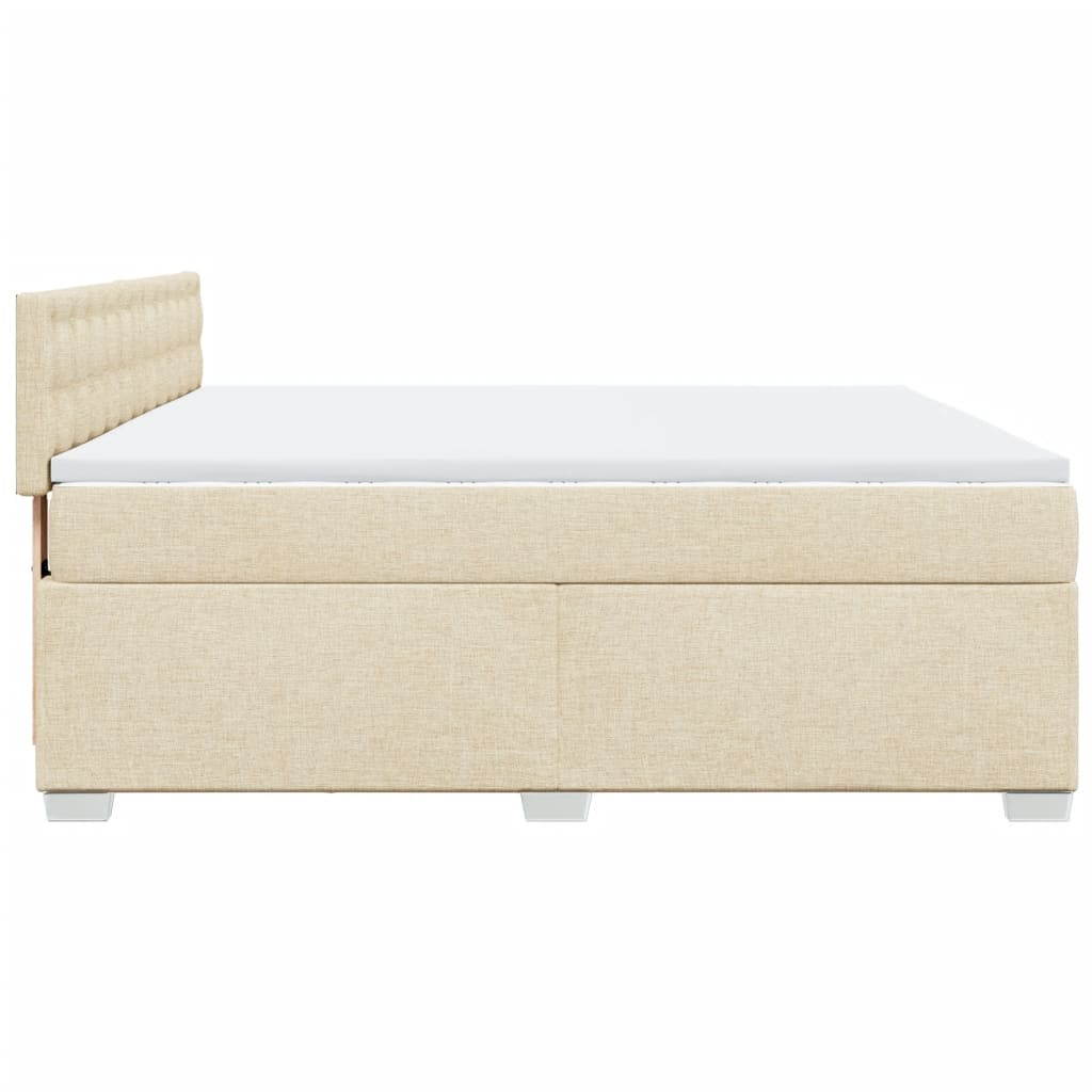 Box Spring Bed with Mattress Cream 180x200 cm Fabric