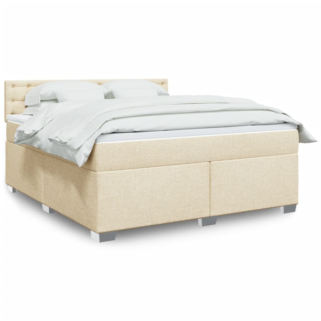 Box Spring Bed with Mattress Cream 180x200 cm Fabric