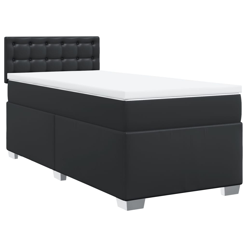 Box Spring Bed with Mattress Black 90x190 cm Faux Leather