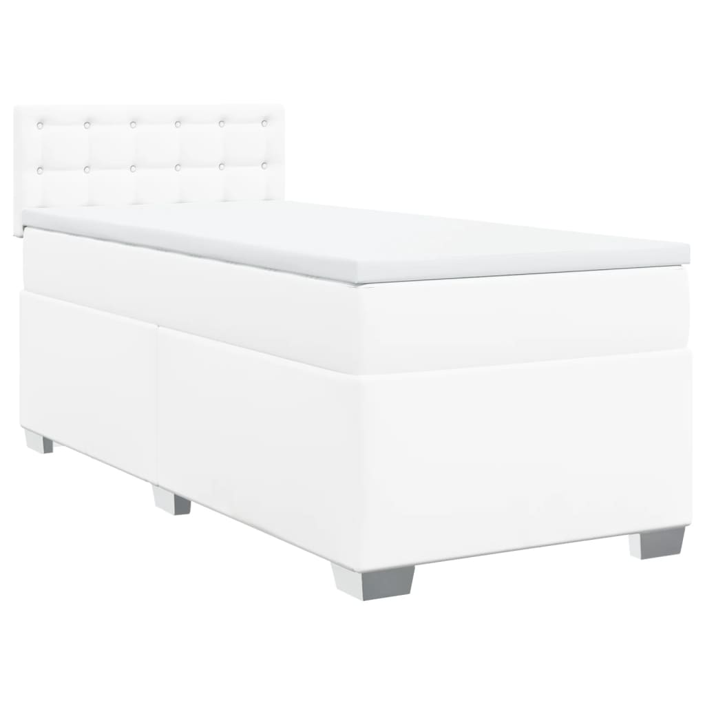 Box Spring Bed with Mattress White 90x190 cm Faux Leather