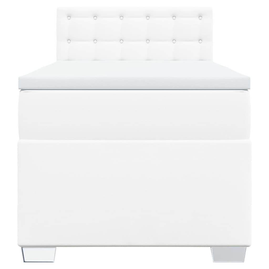 Box Spring Bed with Mattress White 90x190 cm Faux Leather