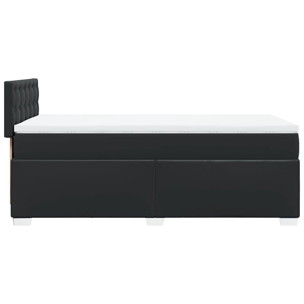 Box Spring Bed with Mattress Black 90x200 cm Faux Leather