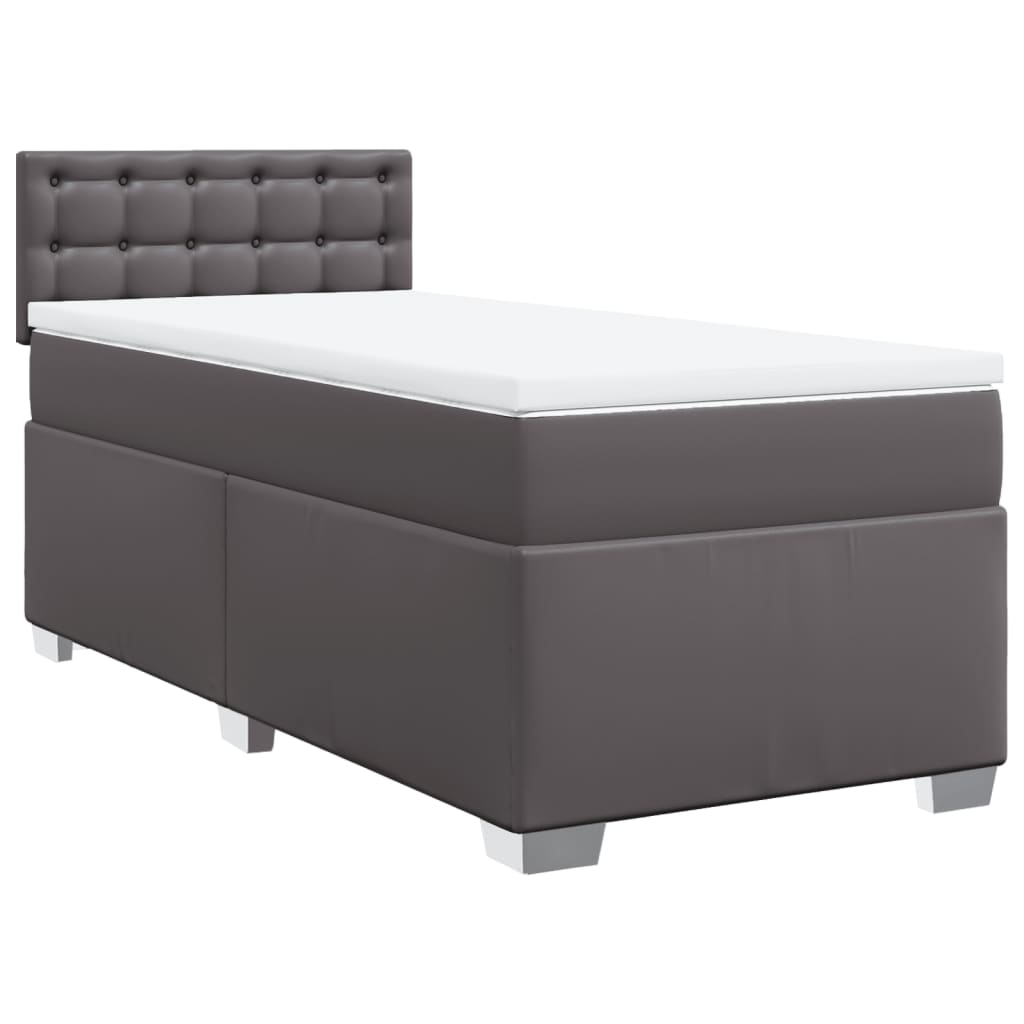Box Spring Bed with Mattress Grey 90x200 cm Faux Leather