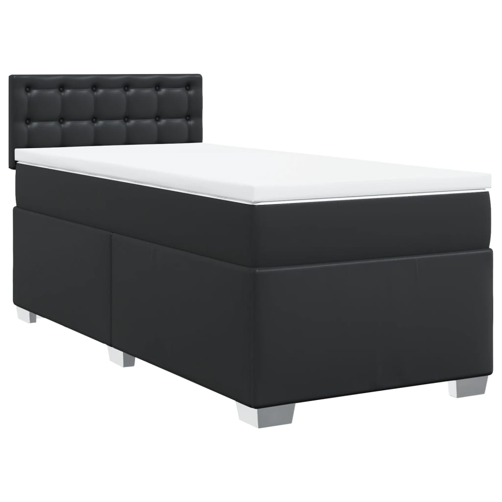 Box Spring Bed with Mattress Black 100x200 cm Faux Leather