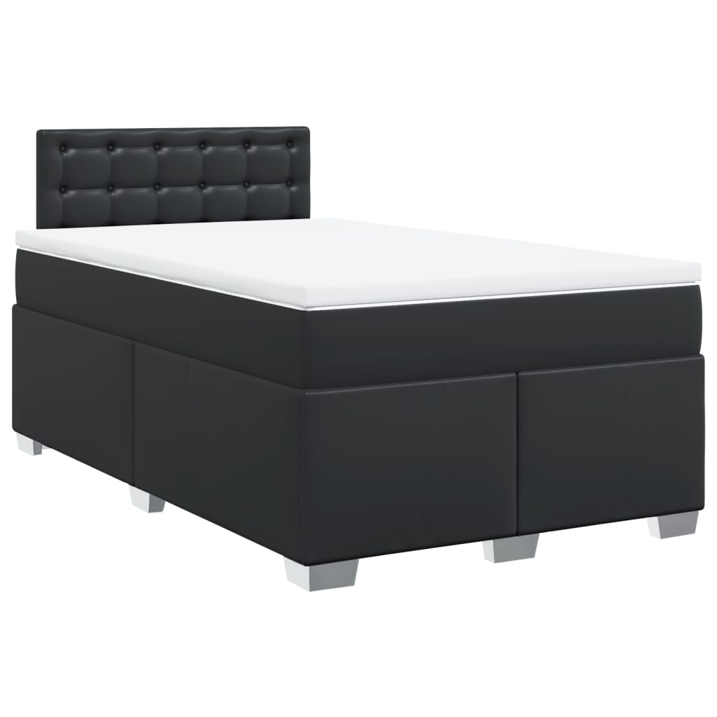 Box Spring Bed with Mattress Black 120x190 cm Faux Leather