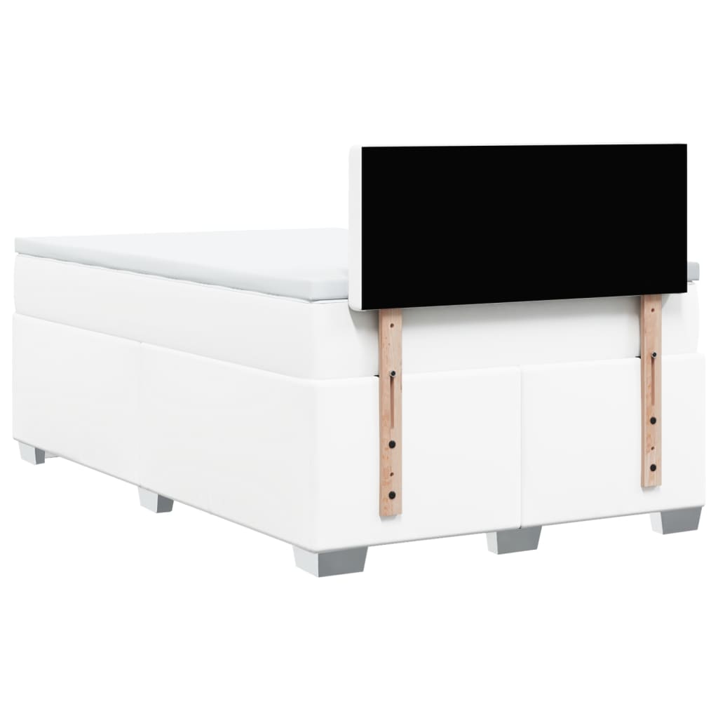 Box Spring Bed with Mattress White 120x190 cm Faux Leather
