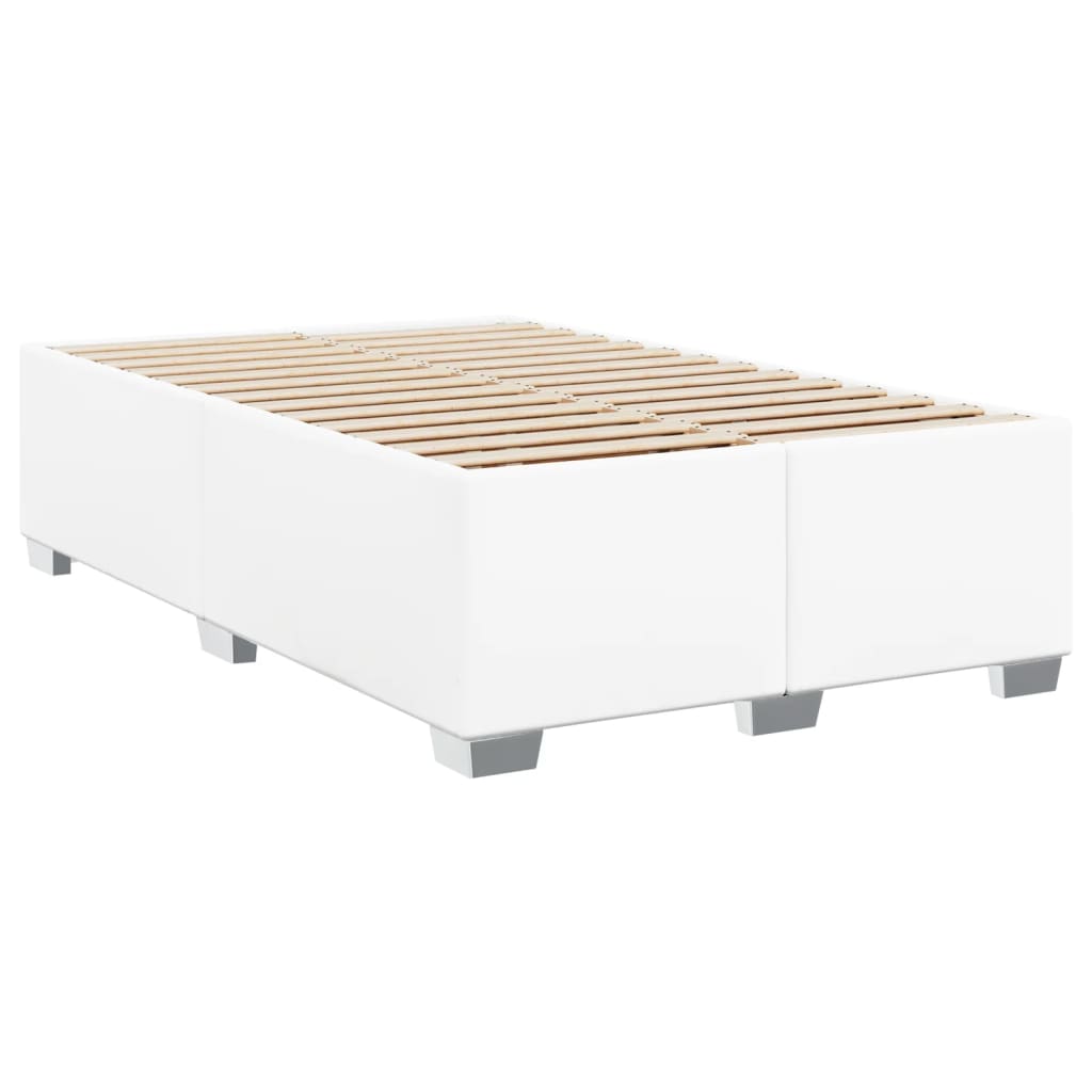 Box Spring Bed with Mattress White 120x190 cm Faux Leather