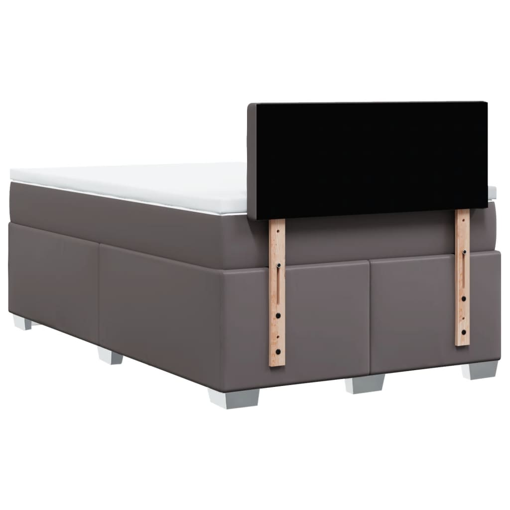 Box Spring Bed with Mattress Grey 120x190 cm Faux Leather