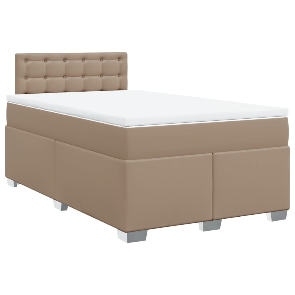 Box Spring Bed with Mattress Cappuccino 120x190 cm Faux Leather