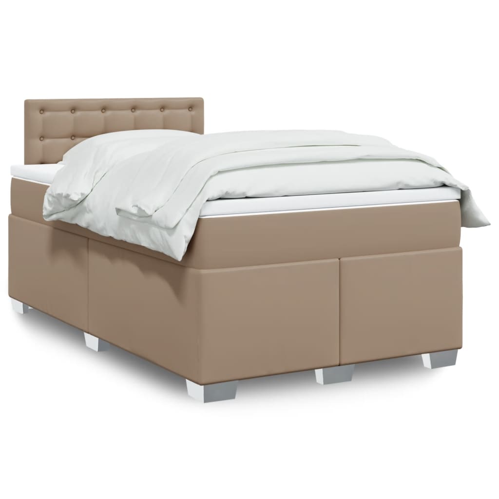 Box Spring Bed with Mattress Cappuccino 120x190 cm Faux Leather