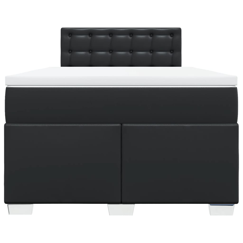 Box Spring Bed with Mattress Black 120x200 cm Faux Leather