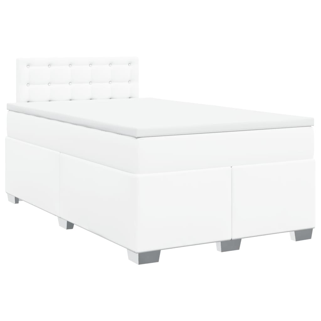Box Spring Bed with Mattress White 120x200 cm Faux Leather