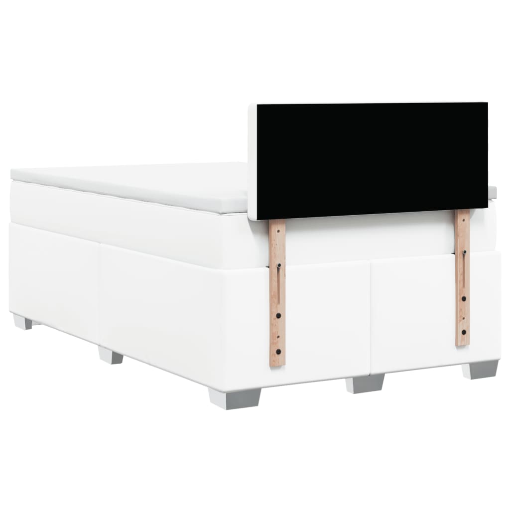 Box Spring Bed with Mattress White 120x200 cm Faux Leather