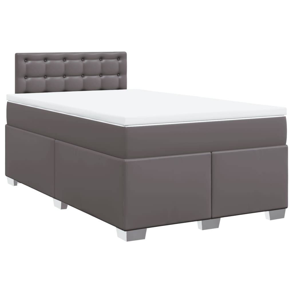 Box Spring Bed with Mattress Grey 120x200 cm Faux Leather