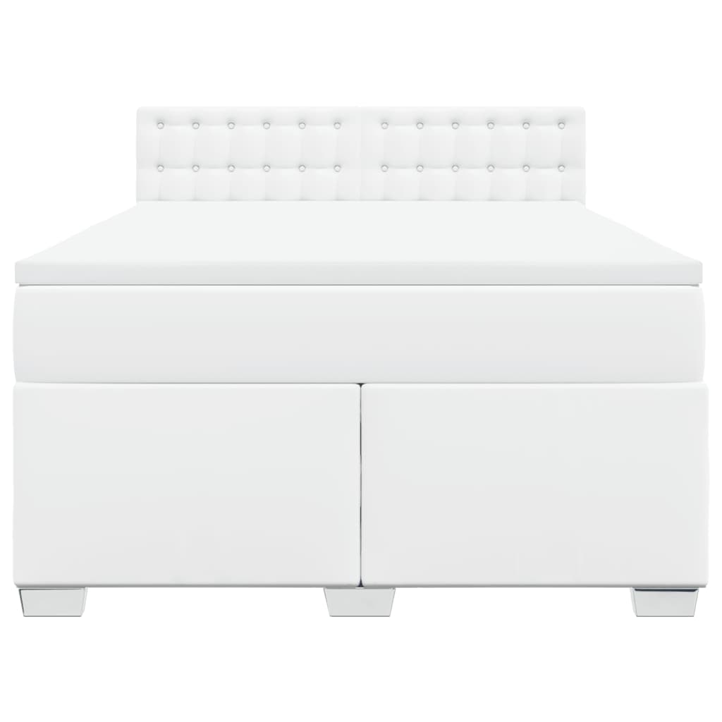 Box Spring Bed with Mattress White 140x190 cm Faux Leather