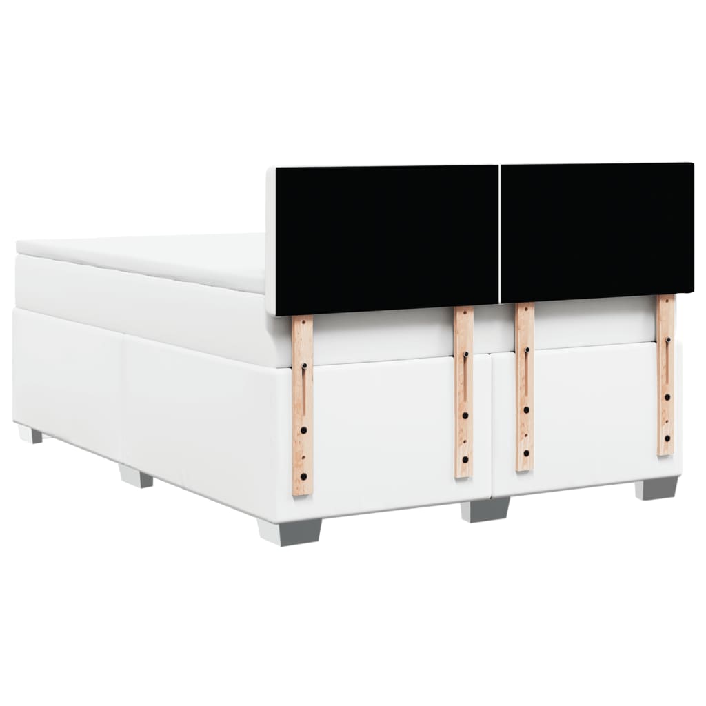 Box Spring Bed with Mattress White 140x190 cm Faux Leather