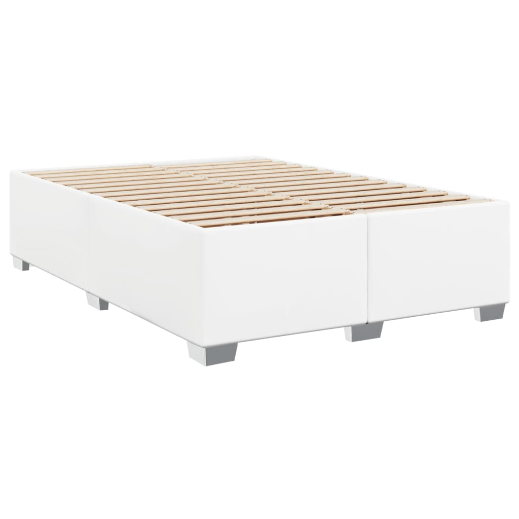 Box Spring Bed with Mattress White 140x190 cm Faux Leather