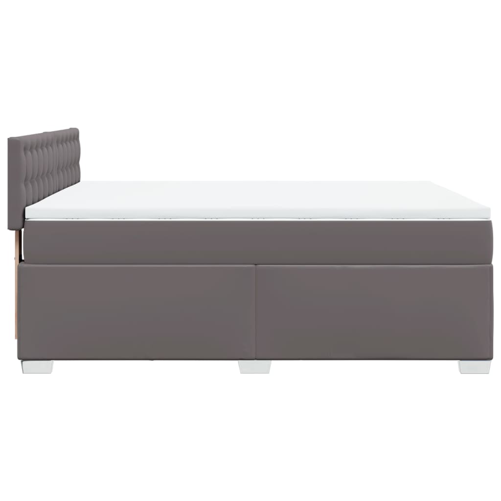 Box Spring Bed with Mattress Grey 140x190 cm Faux Leather