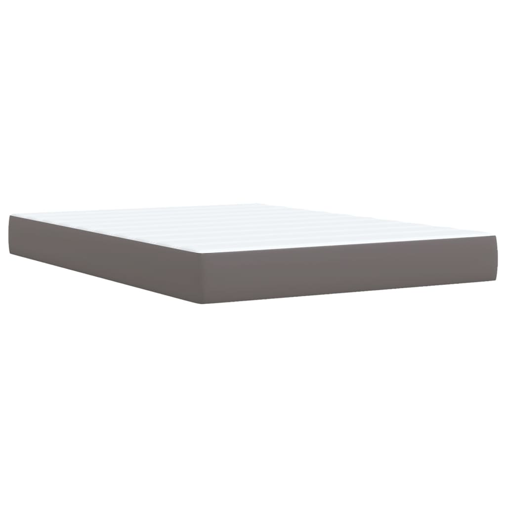Box Spring Bed with Mattress Grey 140x190 cm Faux Leather
