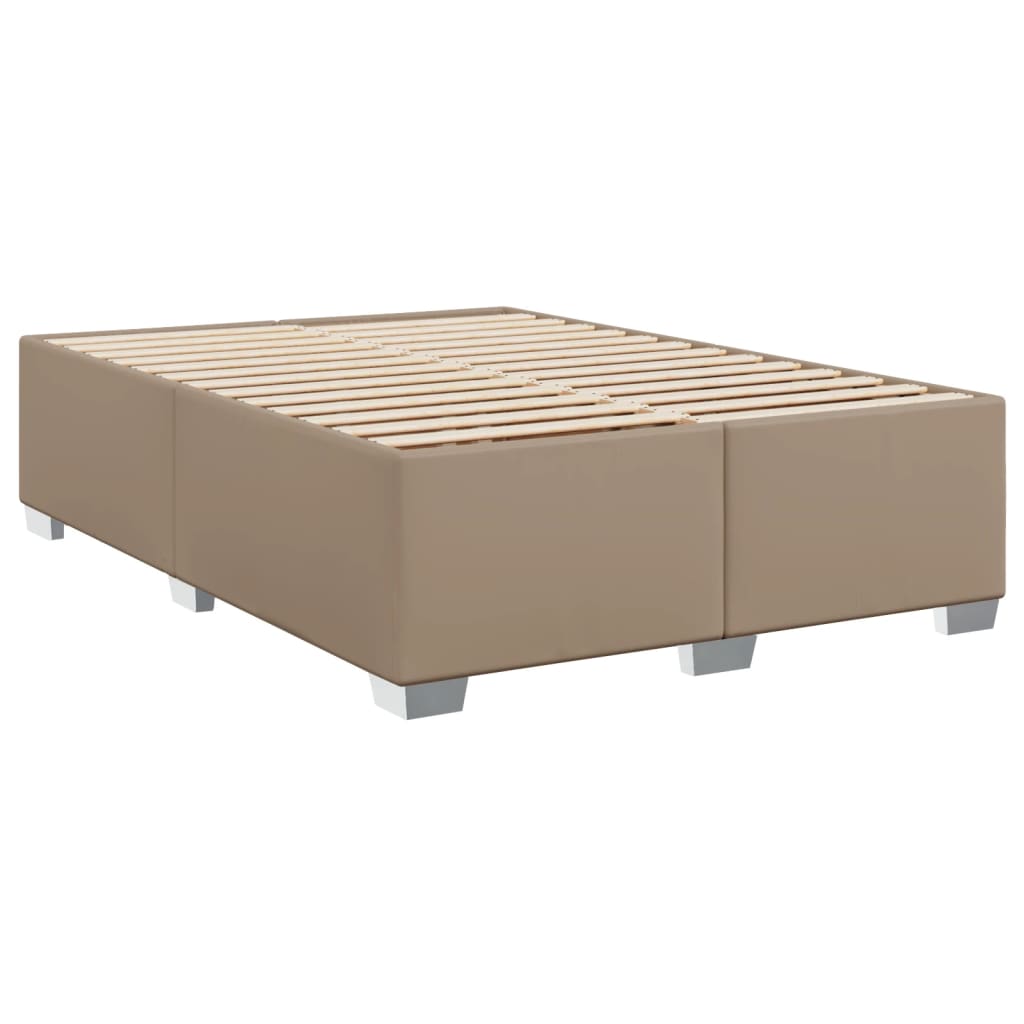 Box Spring Bed with Mattress Cappuccino 140x190 cm Faux Leather