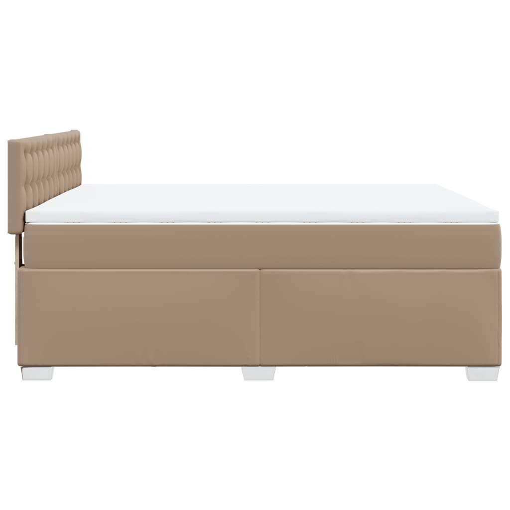 Box Spring Bed with Mattress Cappuccino 140x190 cm Faux Leather