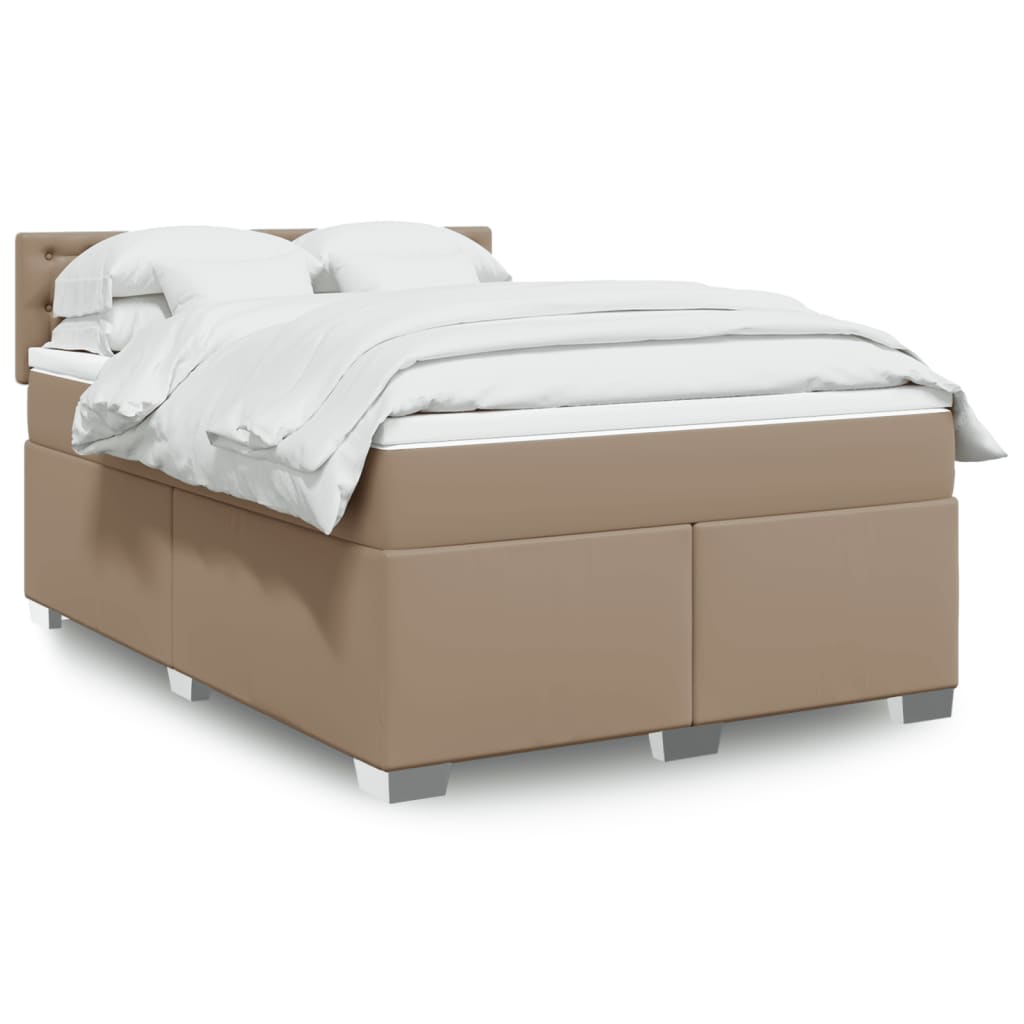 Box Spring Bed with Mattress Cappuccino 140x190 cm Faux Leather