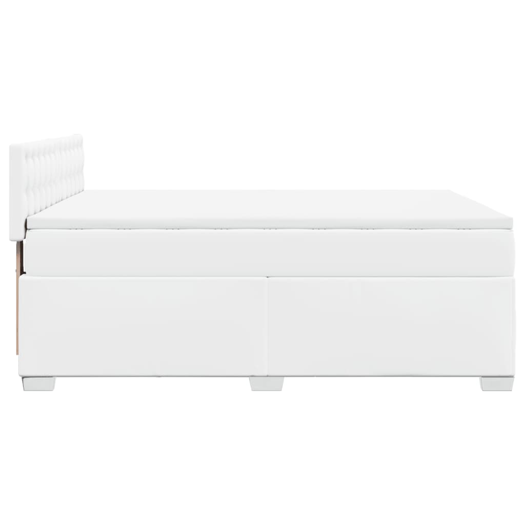 Box Spring Bed with Mattress White 140x200 cm Faux Leather