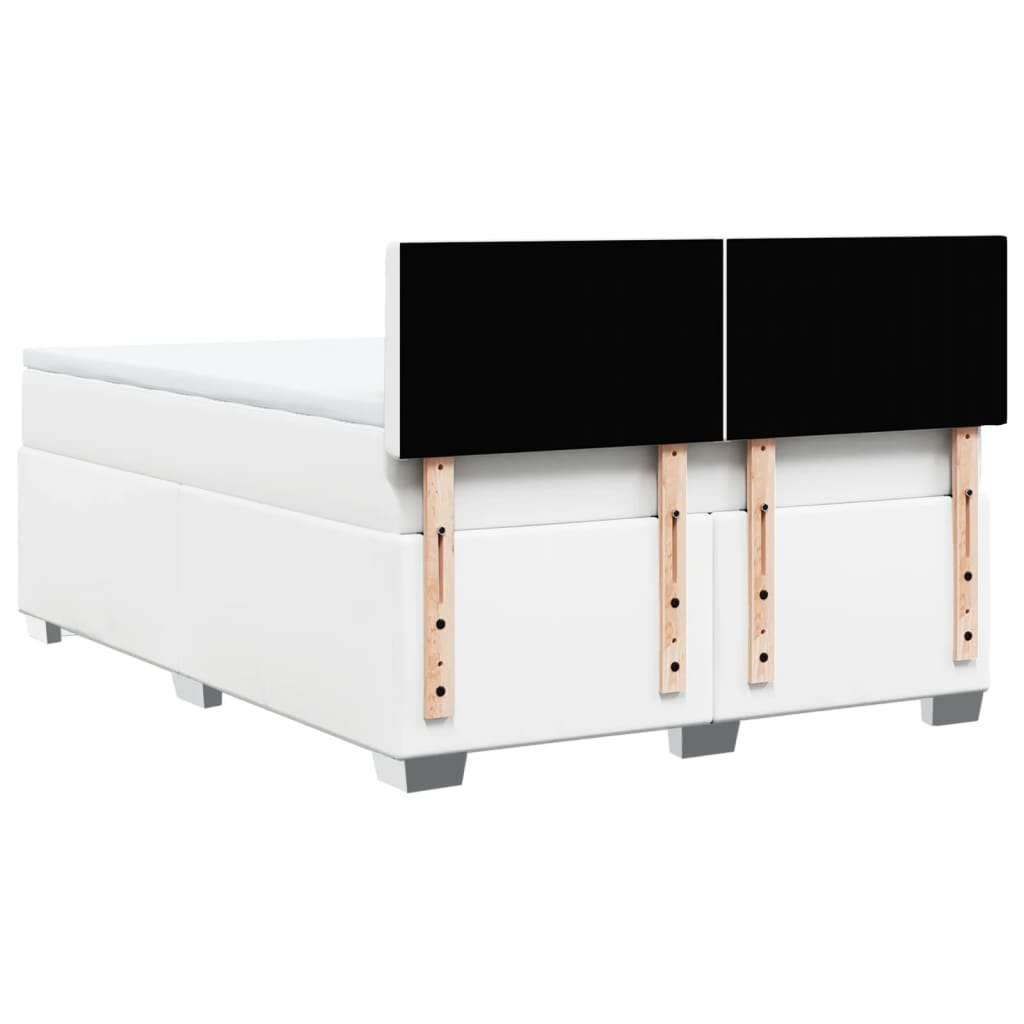 Box Spring Bed with Mattress White 140x200 cm Faux Leather
