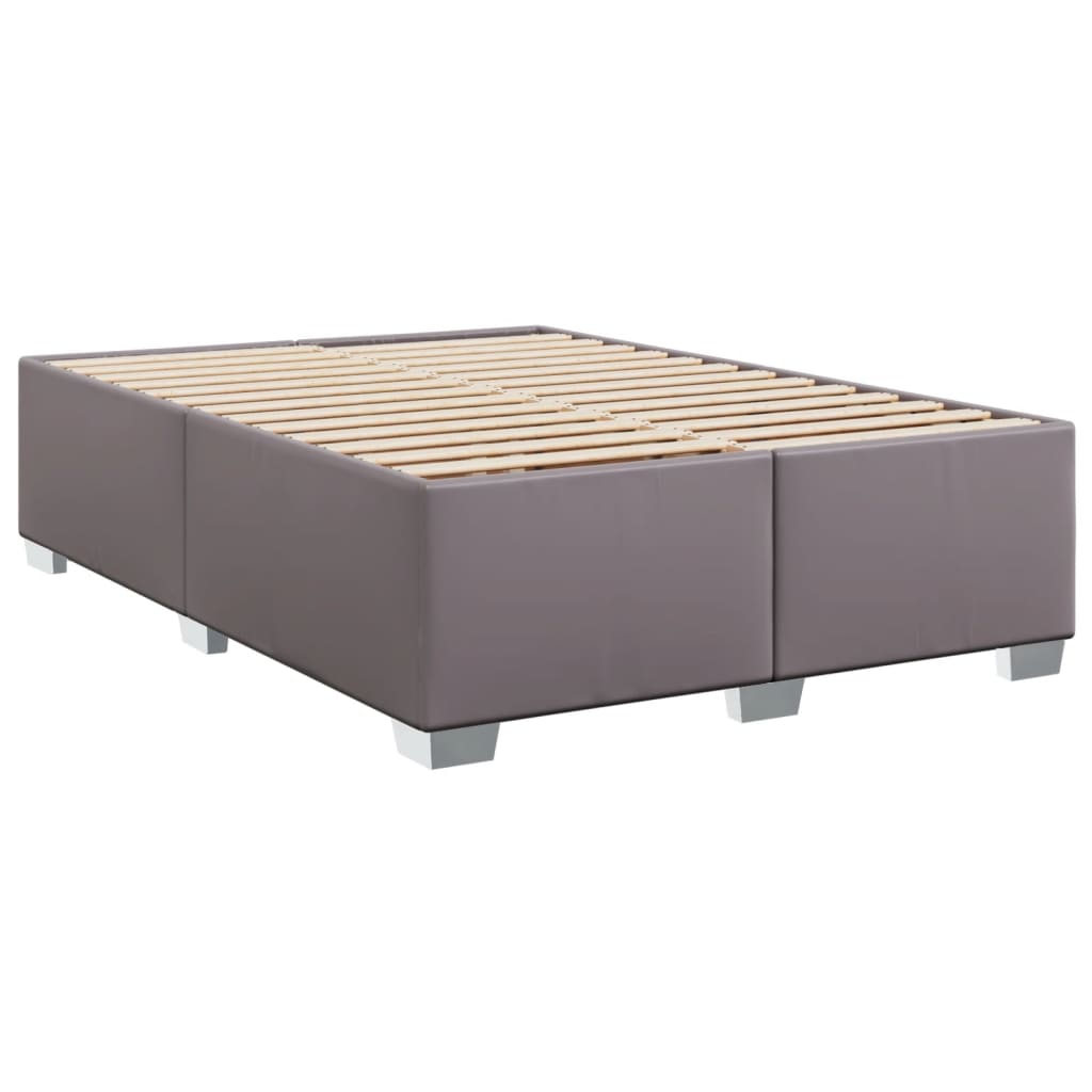 Box Spring Bed with Mattress Grey 140x200 cm Faux Leather