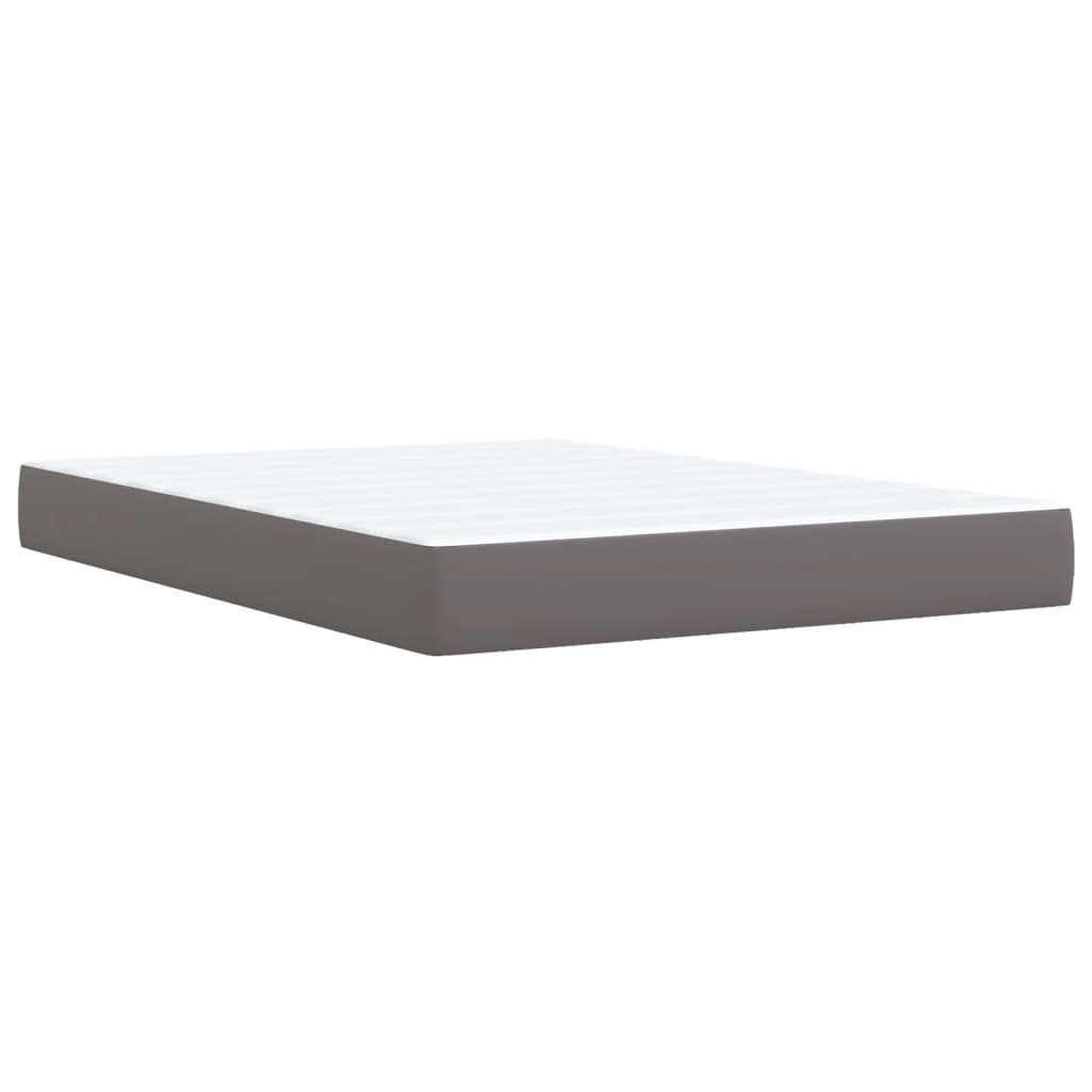 Box Spring Bed with Mattress Grey 140x200 cm Faux Leather