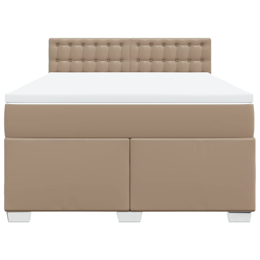 Box Spring Bed with Mattress Cappuccino 140x200 cm Faux Leather