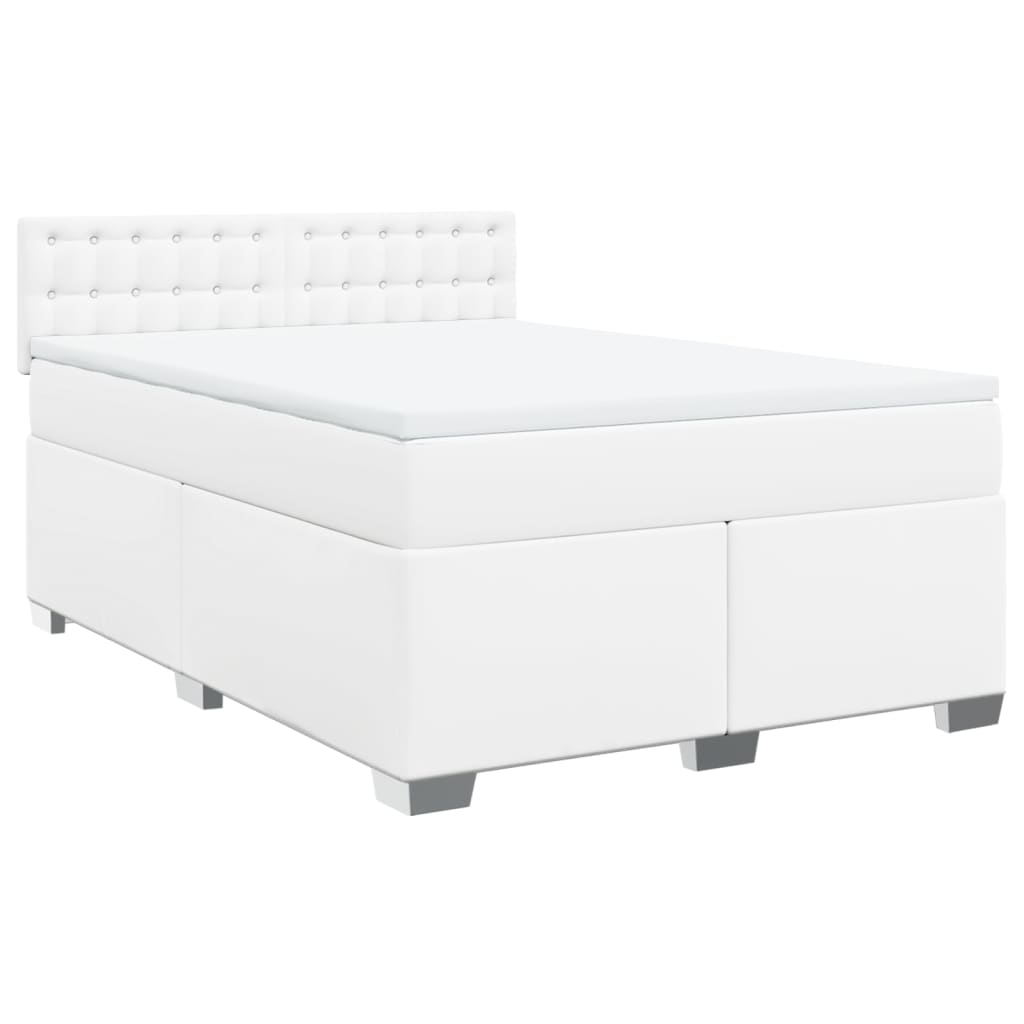 Box Spring Bed with Mattress White 160x200 cm Faux Leather