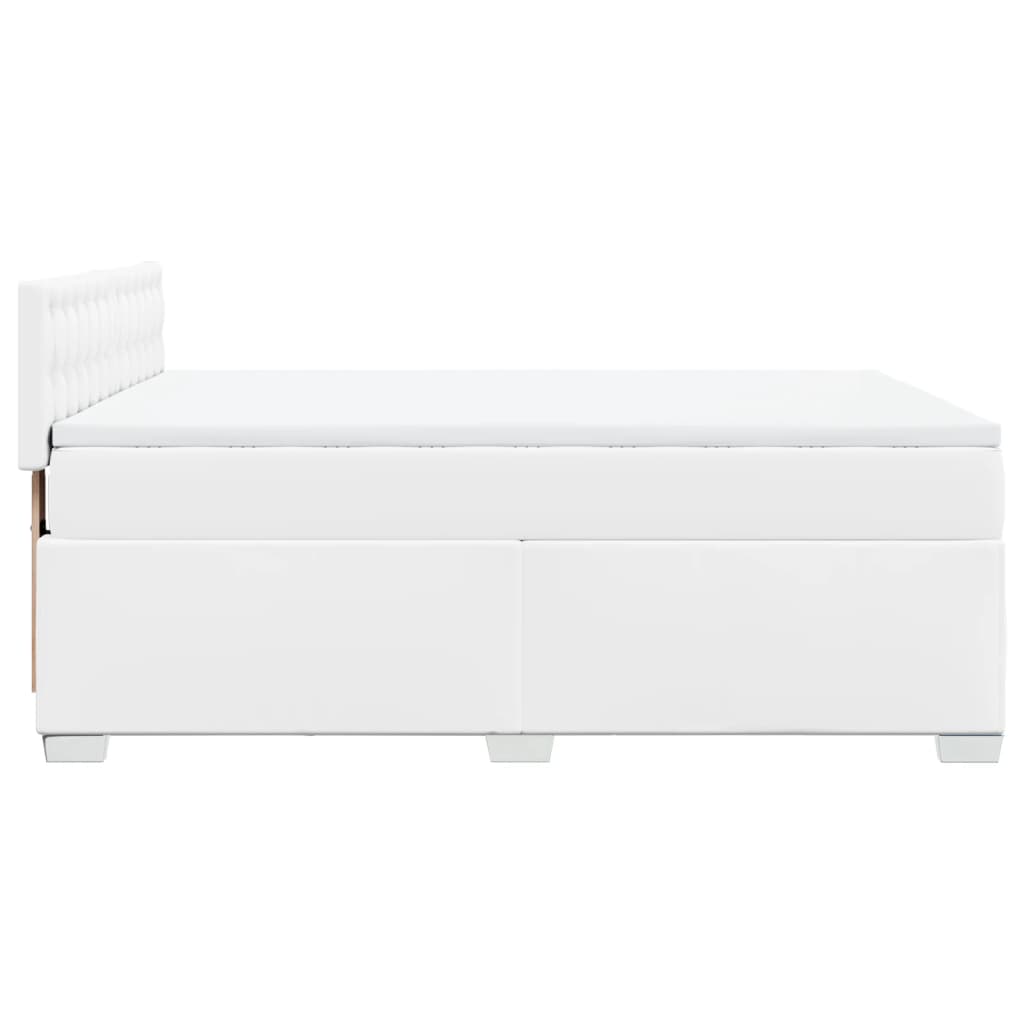Box Spring Bed with Mattress White 160x200 cm Faux Leather