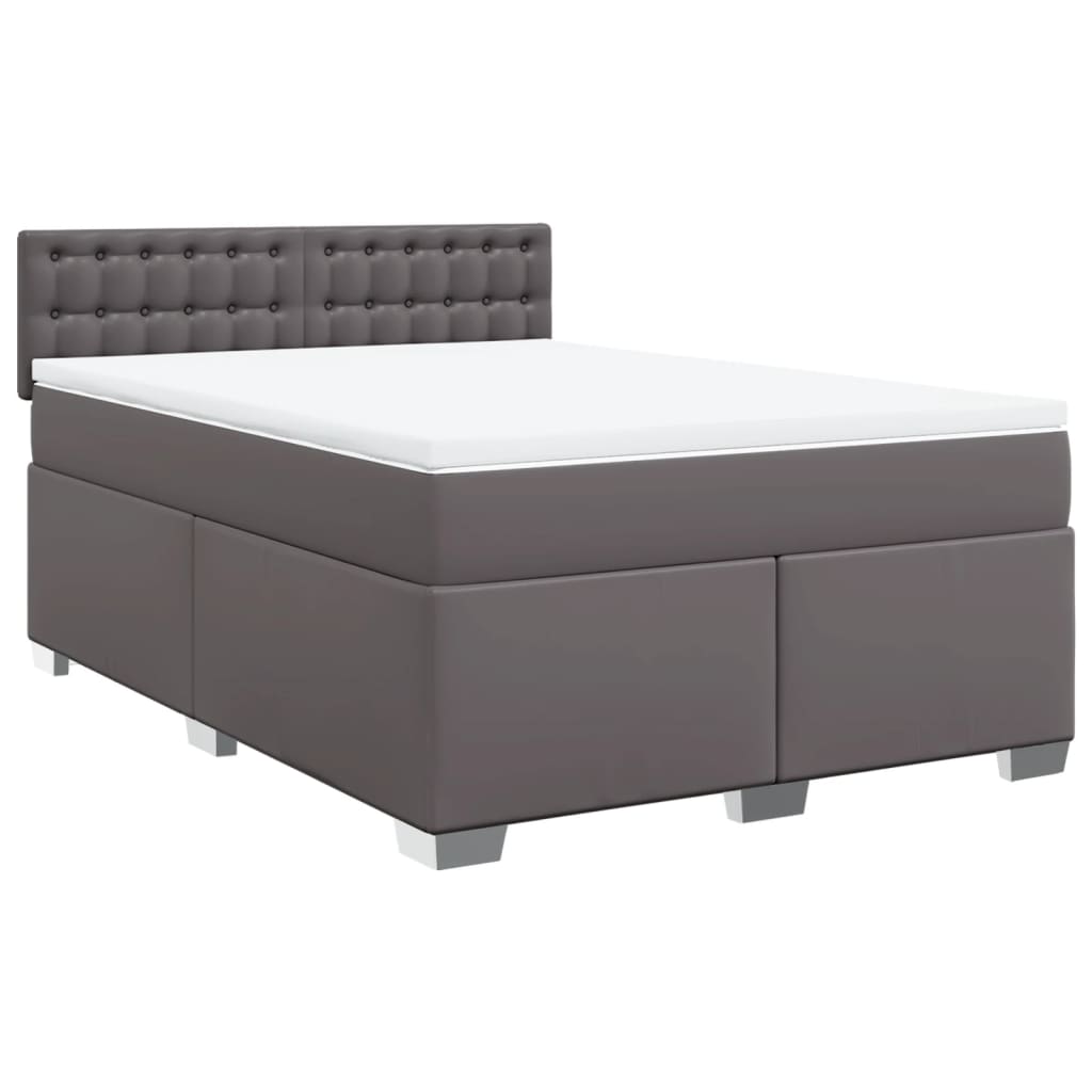 Box Spring Bed with Mattress Grey 160x200 cm Faux Leather