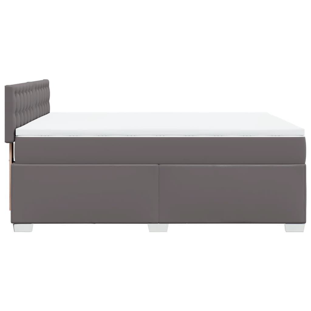 Box Spring Bed with Mattress Grey 160x200 cm Faux Leather