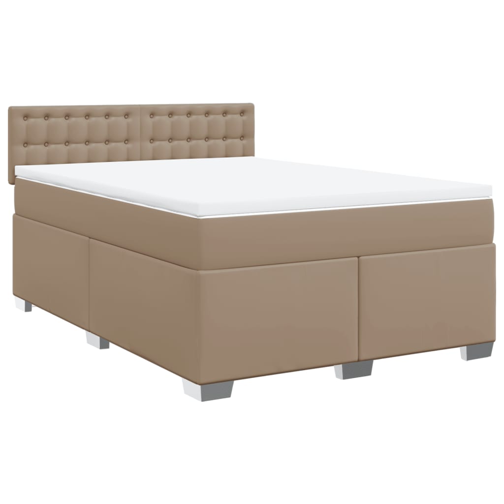 Box Spring Bed with Mattress Cappuccino 160x200 cm Faux Leather