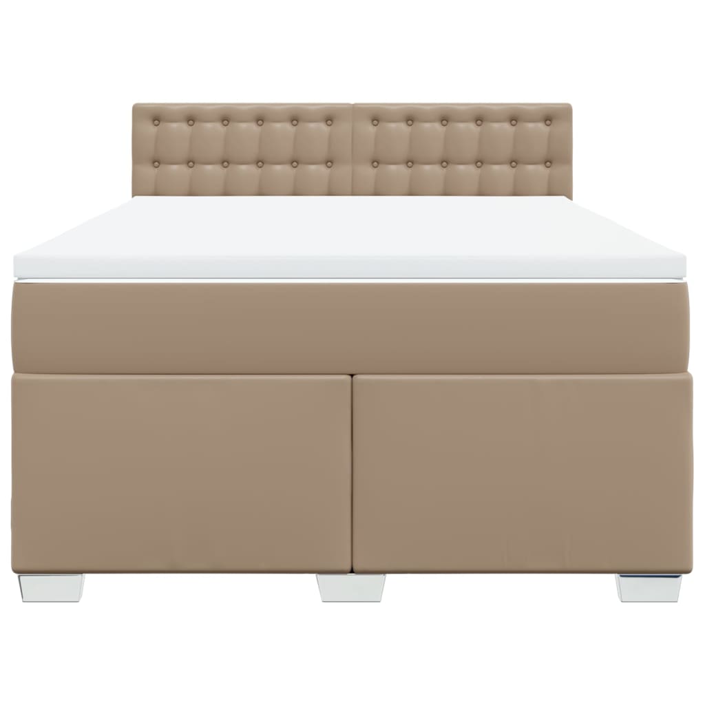 Box Spring Bed with Mattress Cappuccino 160x200 cm Faux Leather